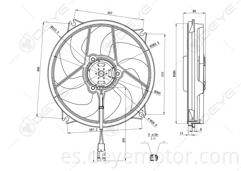 1253.A9 Ventilador de refrigeración de radiador eléctrico de 200 W para PEUGEOT 306 PEUGEOT 307 CITROEN C4